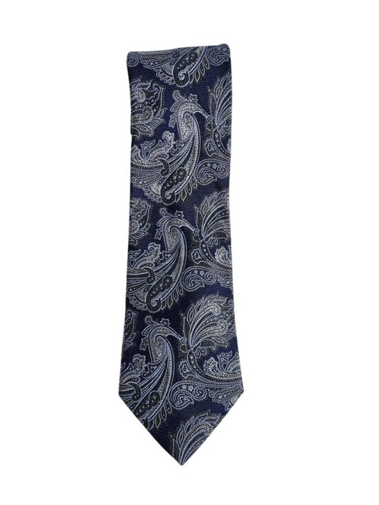 Jos. A. Bank Other - JOS A BANK Signature Col 100% Silk Tie Necktie NAVY BLUE BLACK Paisley Print 59"